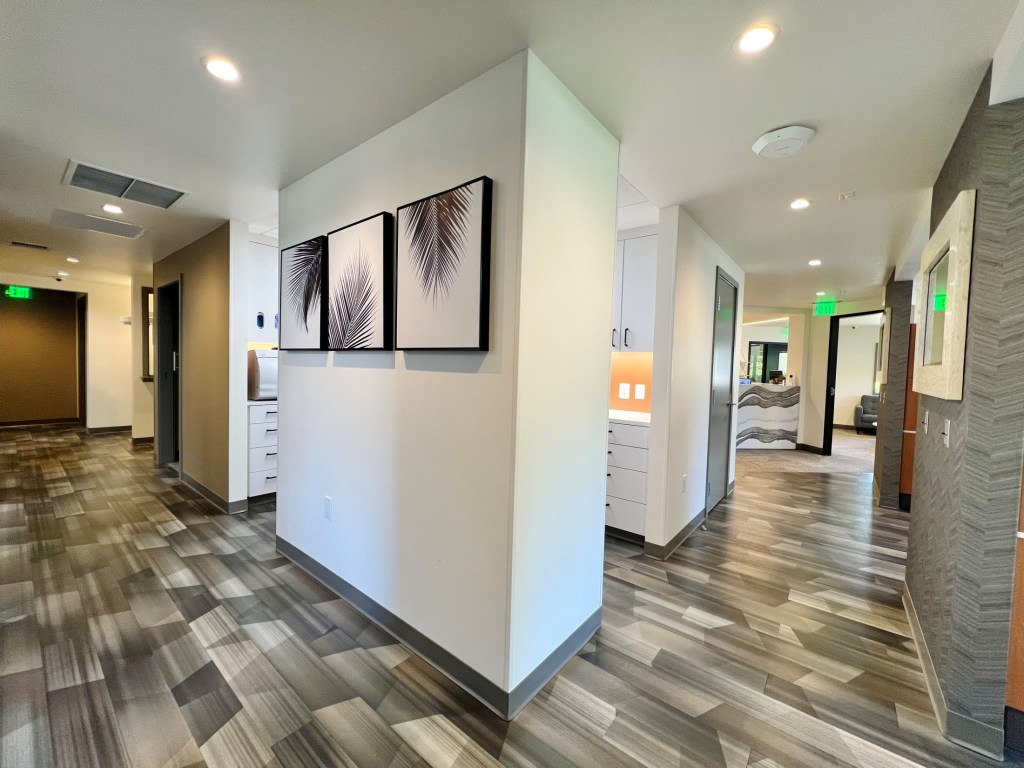 View of office hallways leading to different treatment rooms